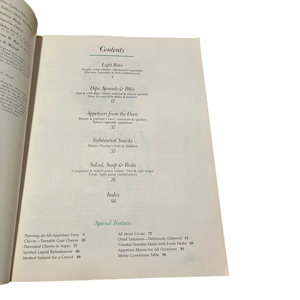 Sunset Appetizers‎ Hors d'Oeuvres to Light Meals Cookbook 1988 VTG PB 0376020342